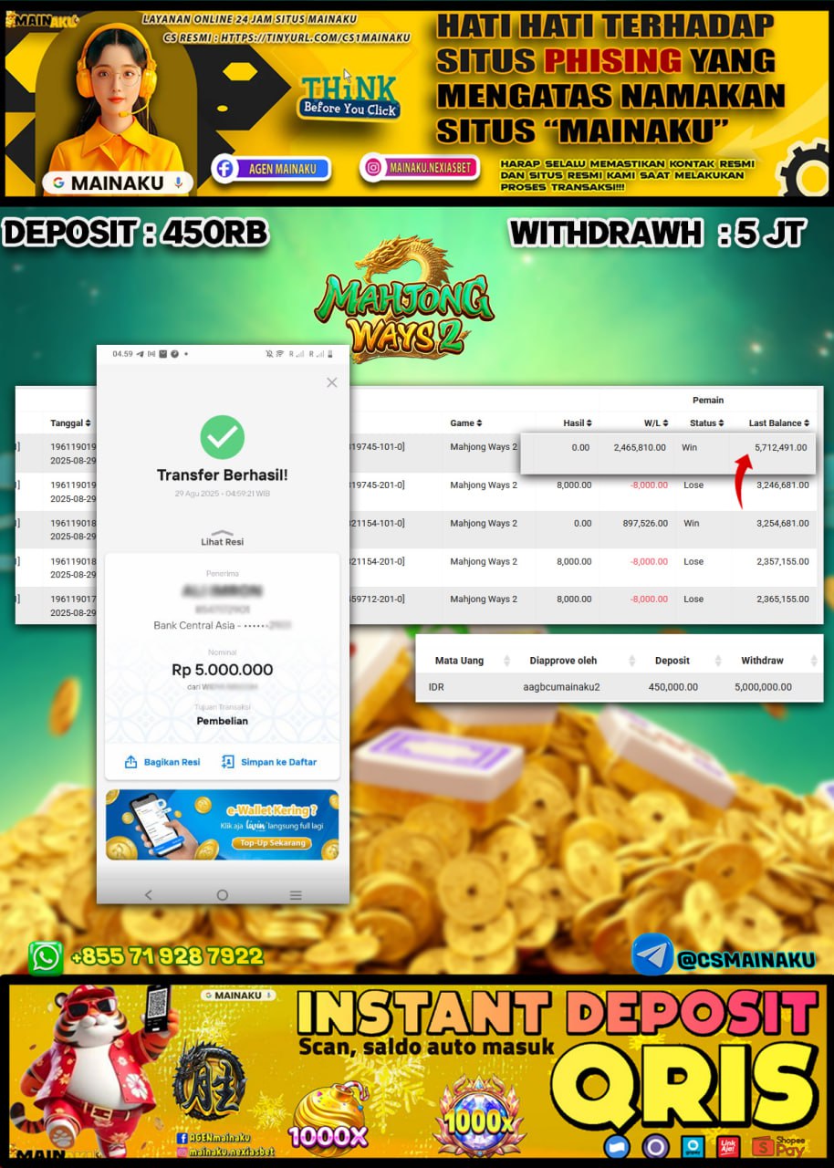 Testimoni Kemenangan Mainaku Hari Ini – 29 Agustus 2025 di MAINAKU