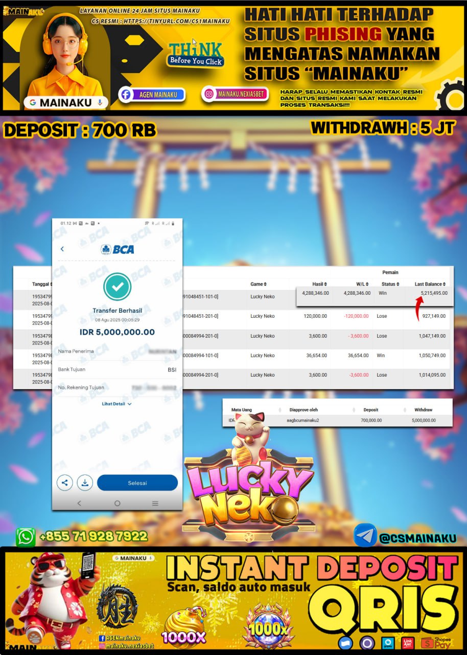 Testimoni Kemenangan Mainaku Hari Ini – 8 Agustus 2025 di MAINAKU