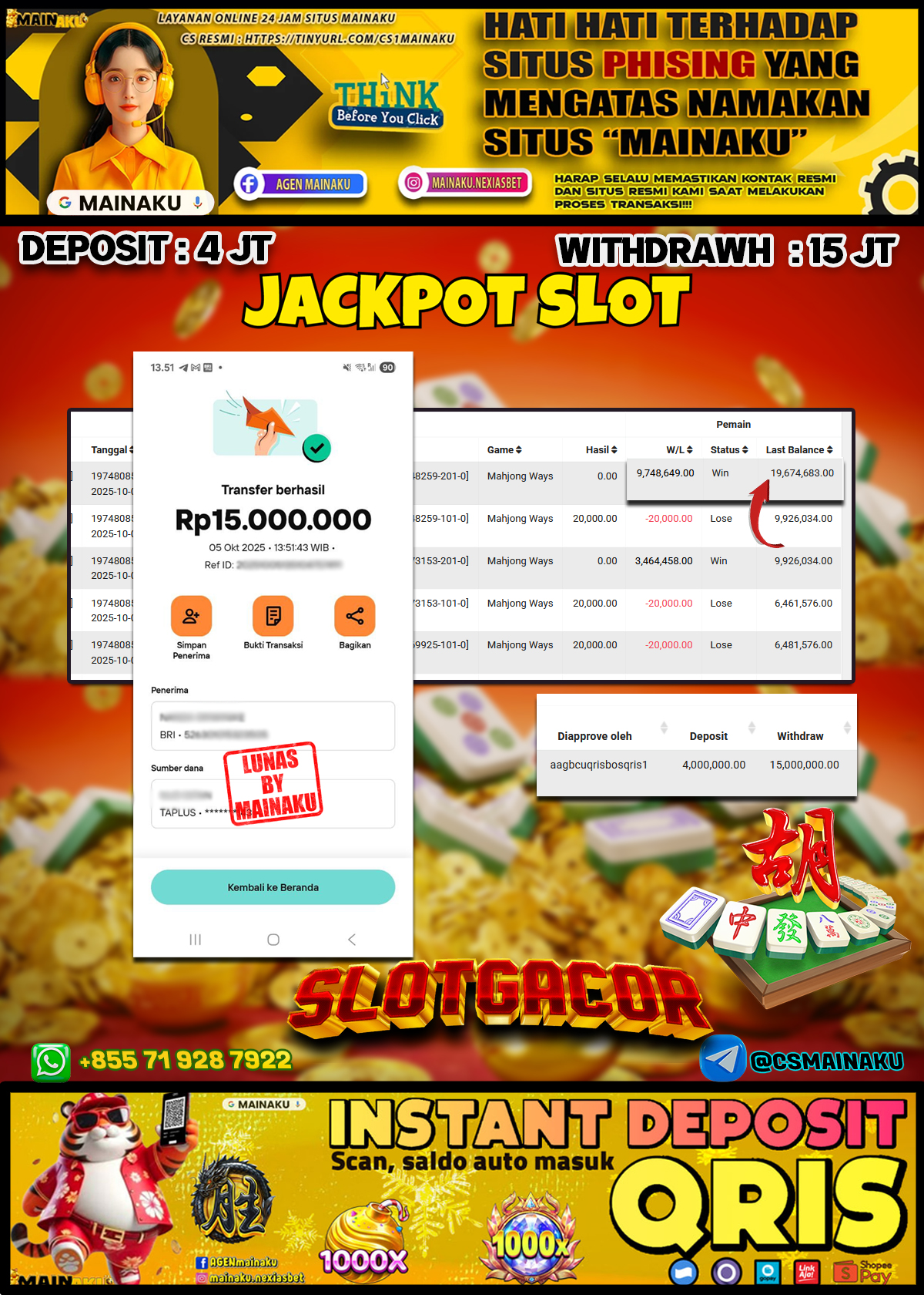 Bukti Kemenangan MAINAKU 05 Oktober 2025